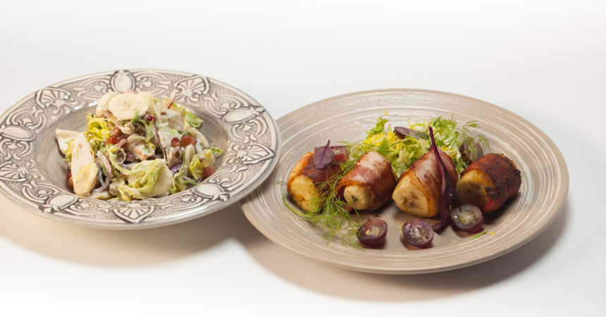 Закуска с беконом и бананом