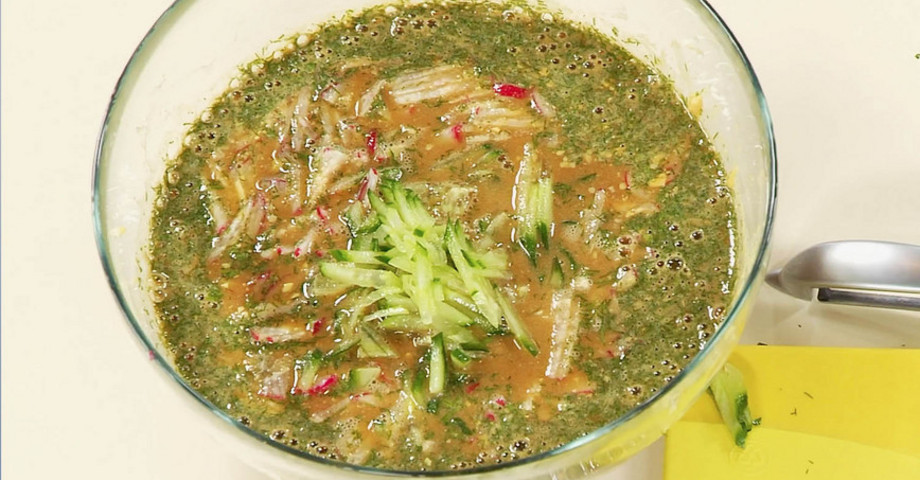 Окрошка с отваренной говядиной